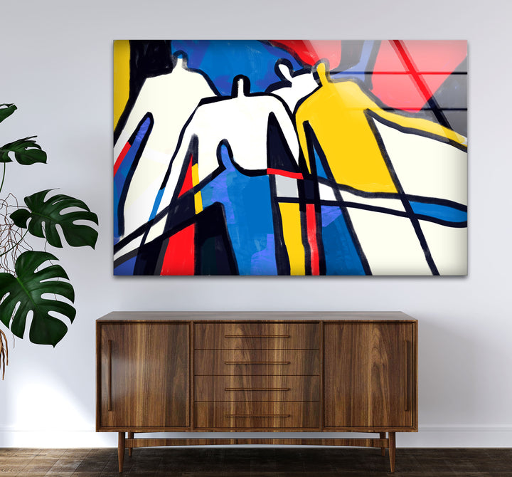 Bold Abstract Figures Wall Art – Colorful Modern People Silhouette Print