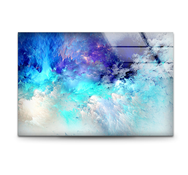 Icy Blue Dream Wall Art – Abstract Frosted Cloud Glass Print