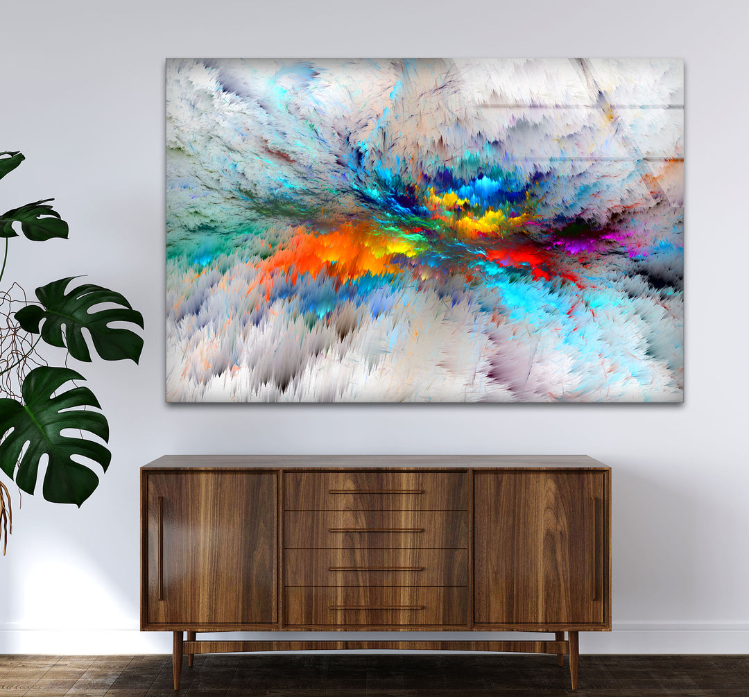 Prismatic Burst Wall Art – Explosive Color Abstract Glass Print Decor