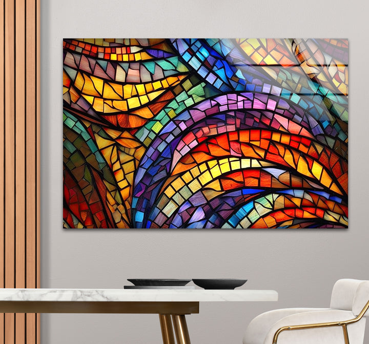 Lebendige Buntglas-Wandkunst – Farbenfrohes abstraktes Mosaik-Design