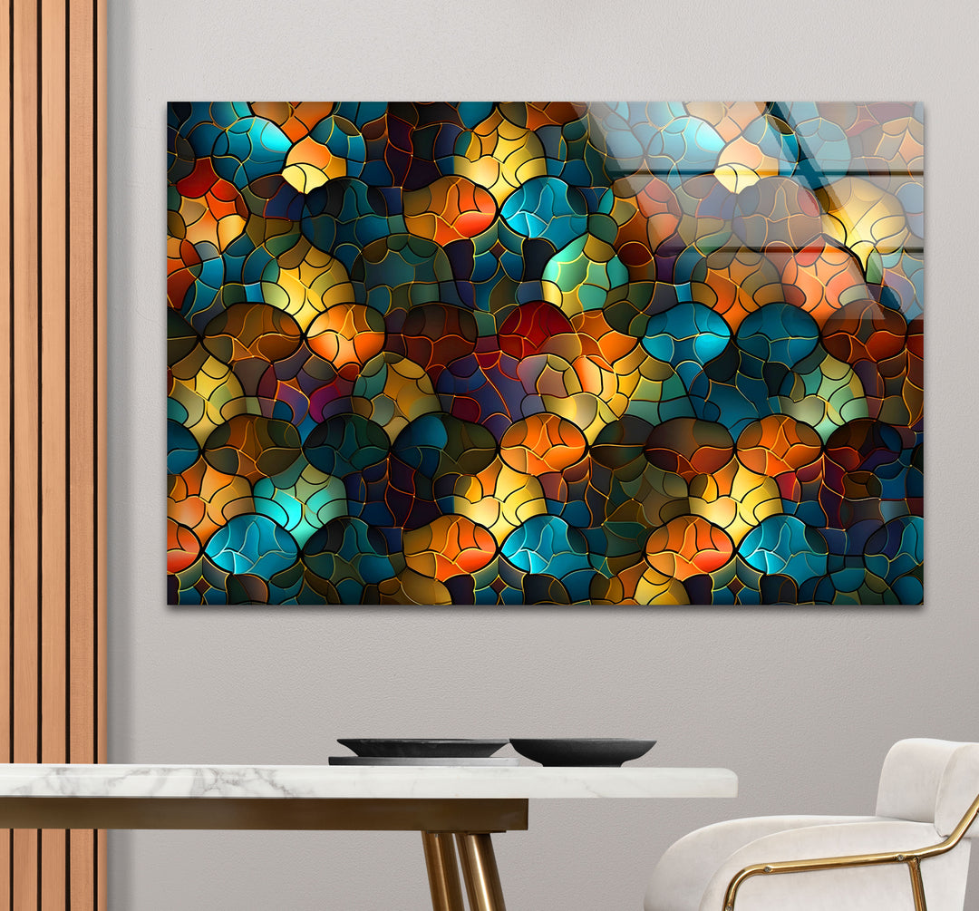 Abstract Stained Glass Wall Art – Colorful Mosaic Glass Design