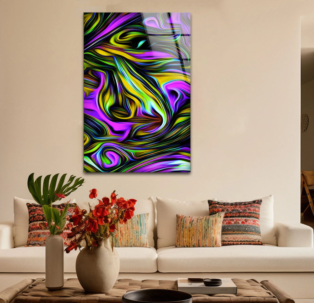 Psychedelic Swirl Glass Wall Art – Vibrant Abstract Pattern for Bold Modern Interiors - MyPhotoStation
