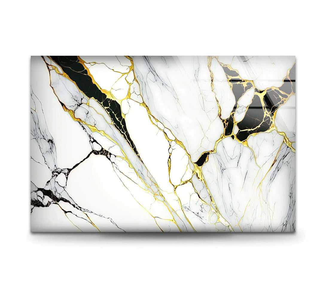 Black and Gold Marble Wall Art – Luxury Abstract Glass Print for Modern Interiors - MyPhotoStation