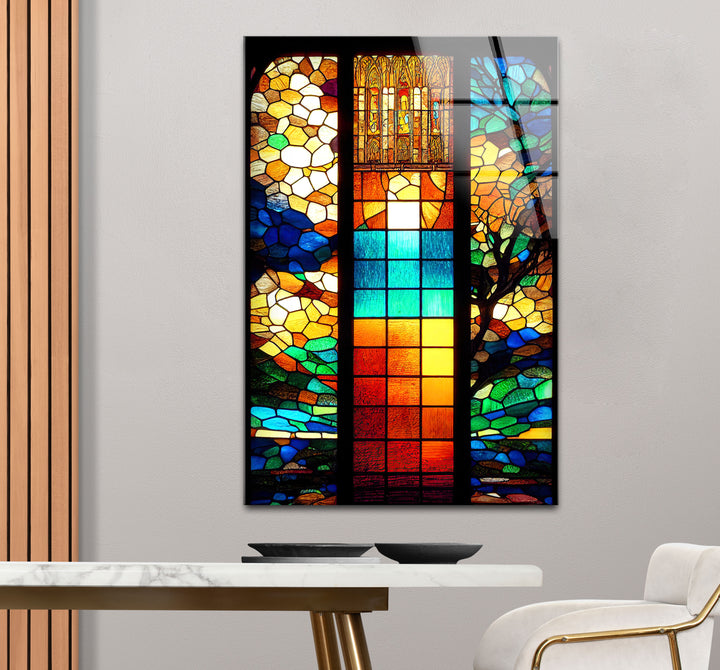 Buntglasfensterkunst – Lebendiges, von Kathedralen inspiriertes Design