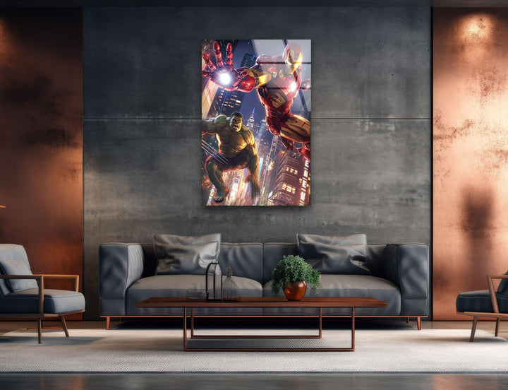 Hulk and Iron Man Glass Wall Art glass wall decor, glass wall art decor

