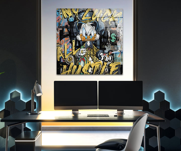 Hustle Duck Glass Wall Art Glass Printing Wall Art, Print photos on glass
