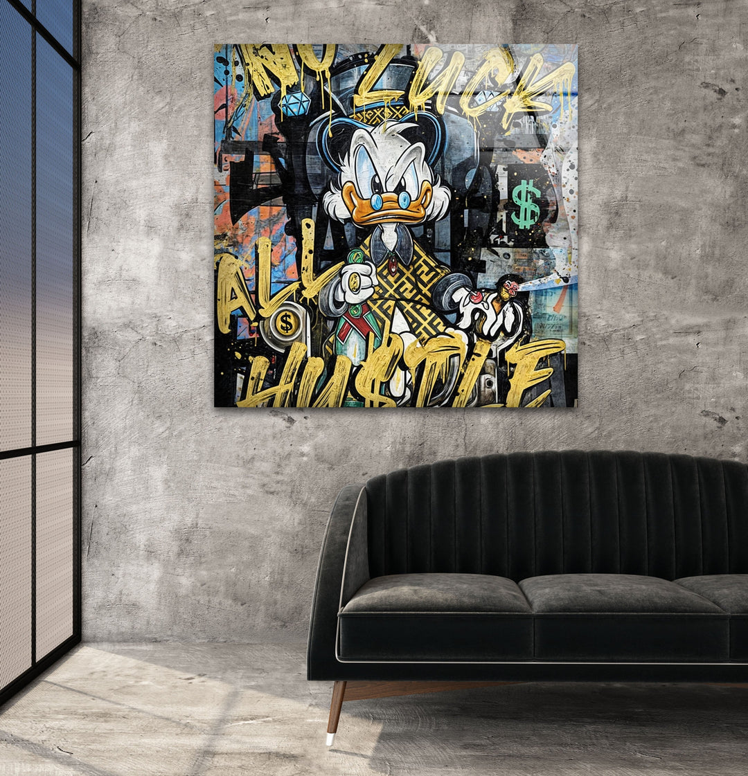 Hustle Duck Glass Wall Art glass art painting, glass art for the Wall
