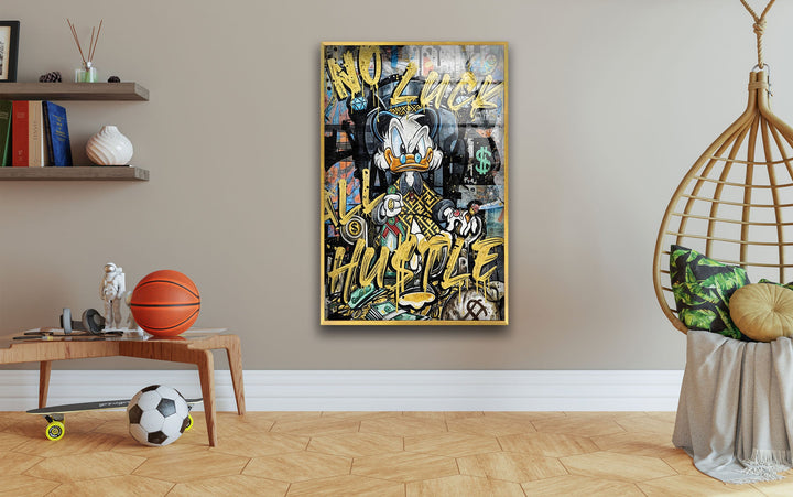 Hustle Duck Glass Wall Art custom glass pictures, glass art prints
