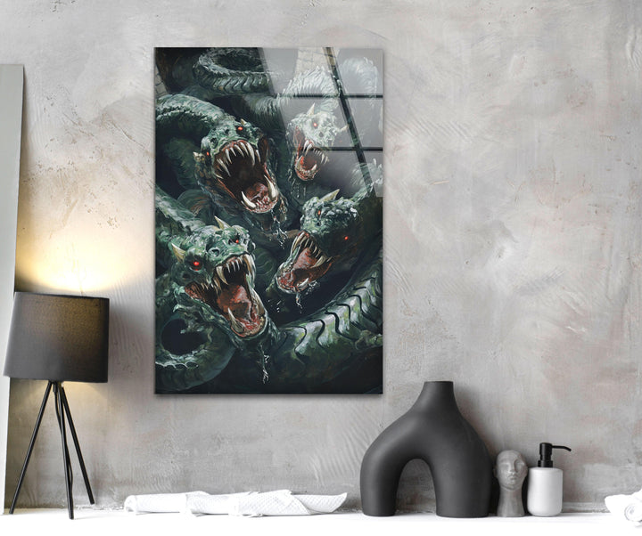 Hydra Glass Wall Art picture on glass wall art, photos printed on glass
