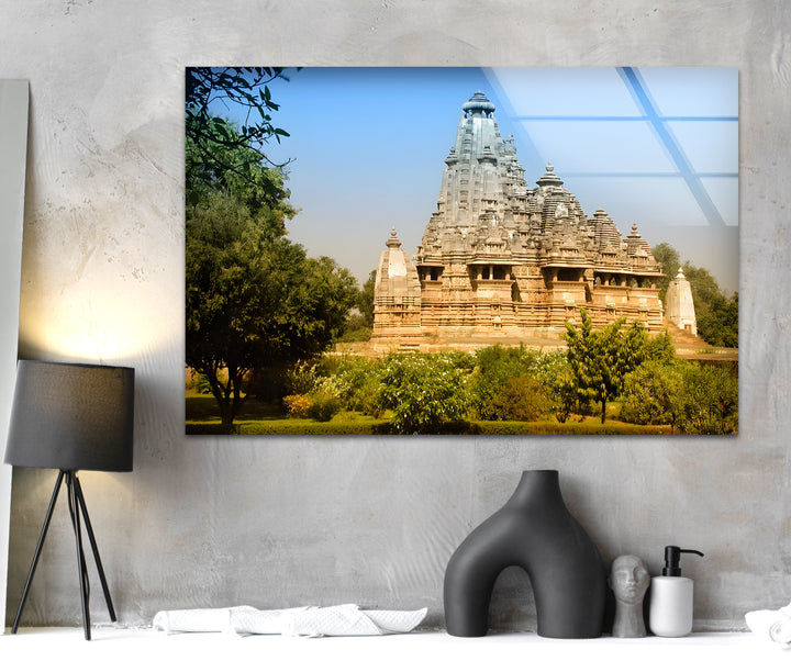 Indien Khajuraho Antike Stadt Glas Wandkunst