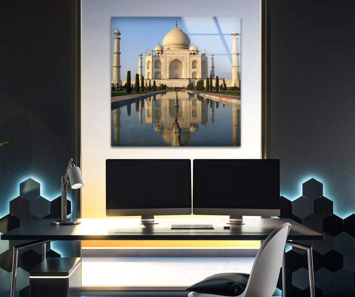 Taj Mahal Reflection: Iconic Visuals in Glass Wall Art
