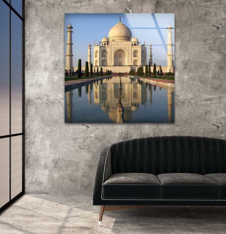 Taj Mahal Reflection: A High-Quality Masterpiece in Glass Wall Art
