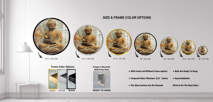 Serene Wisdom Buddha – Round Glass Wall Art
