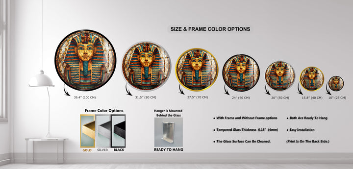 Pharaoh’s Gaze – Round Glass Wall Art