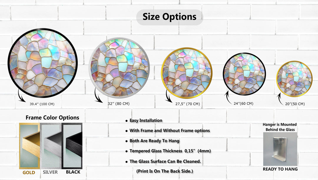 Iridescent Pastel Mosaic Round Glass Wall Art - MyPhotoStation