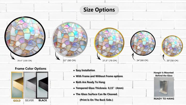 Iridescent Pastel Mosaic Round Glass Wall Art - MyPhotoStation