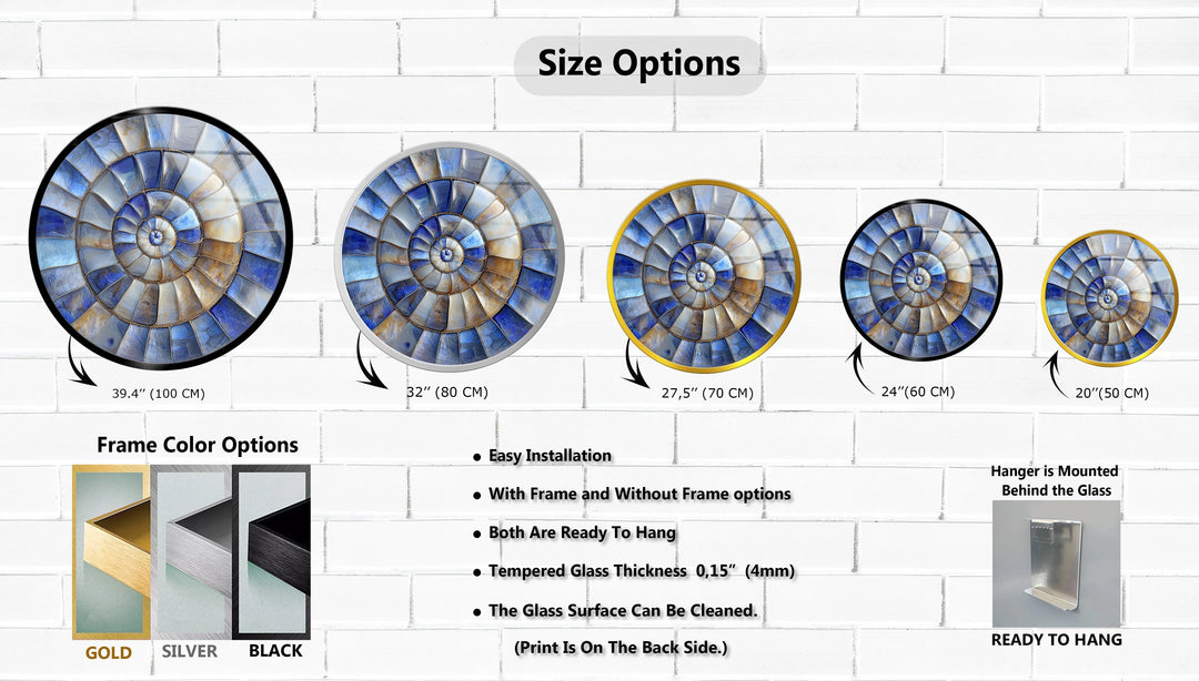 Coastal Blue & Sand Round Glass Wall Art - MyPhotoStation
