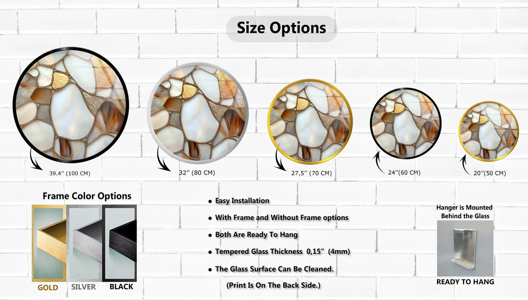 Golden Veins Elegance – Round Glass Wall Art - MyPhotoStation