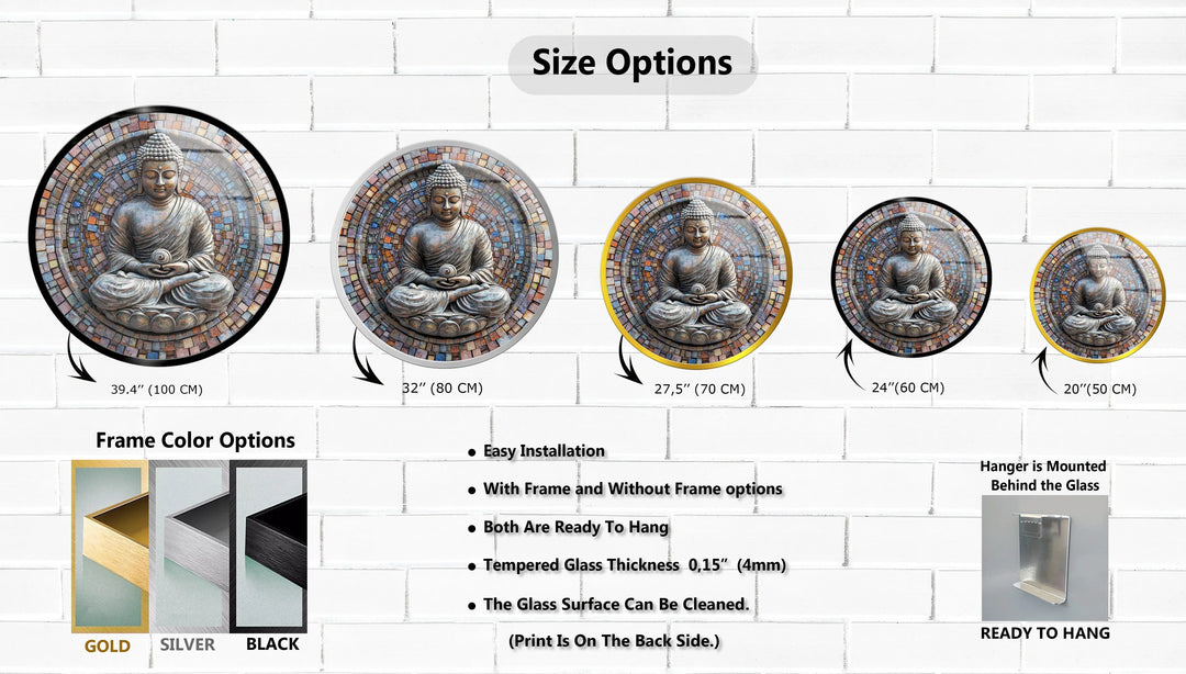 Zen Enlightenment – Buddha Mosaic Round Glass Wall Art - MyPhotoStation