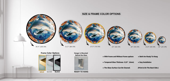 Ocean Spirit Dolphin – Round Glass Wall Art