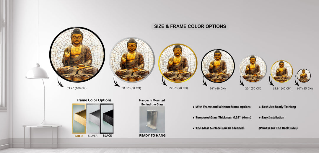 Buddha in Meditation – Round Glass Wall Art