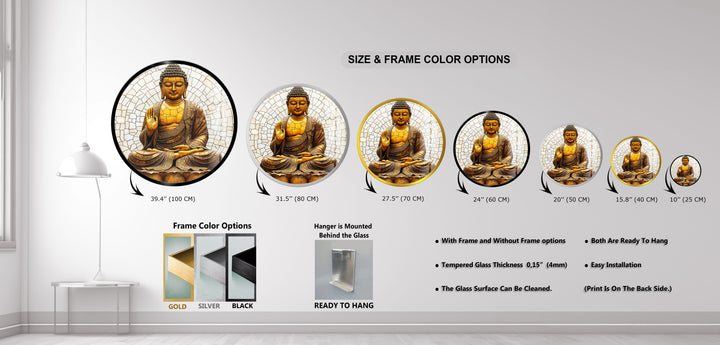 Buddha in Meditation – Round Glass Wall Art