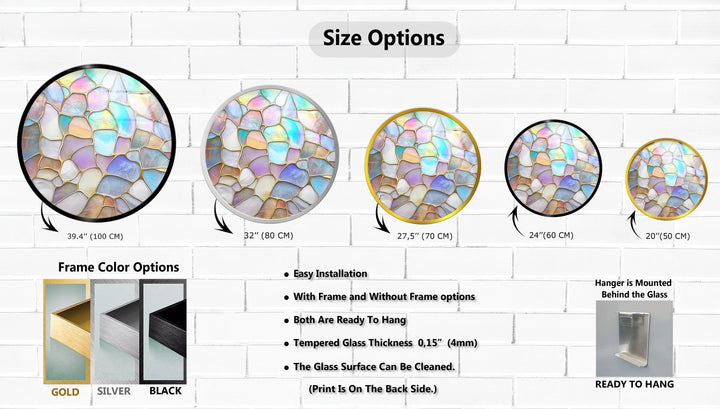 Pastel Glow Mosaic Round Glass Wall Art - MyPhotoStation