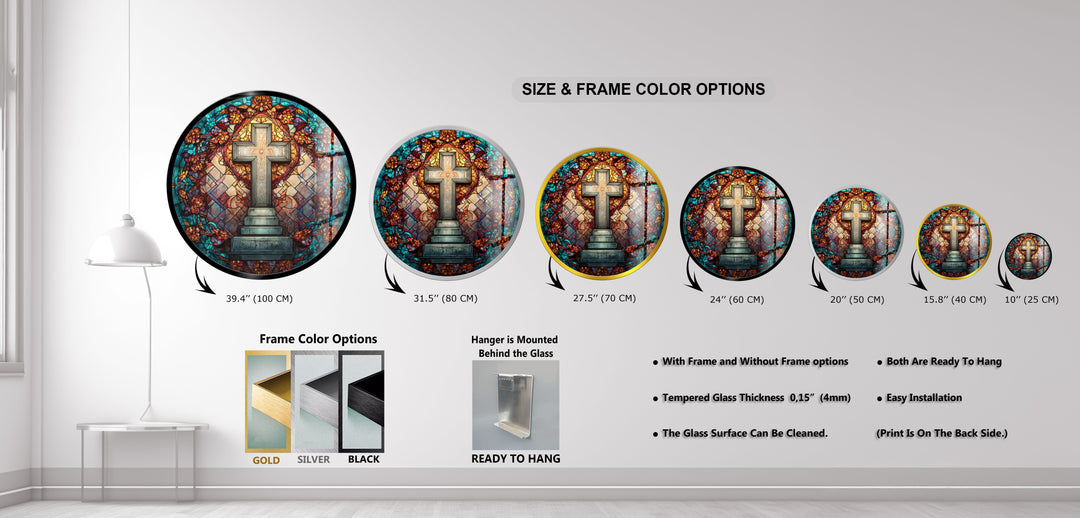 Golden Petal Harmony – Round Glass Wall Art