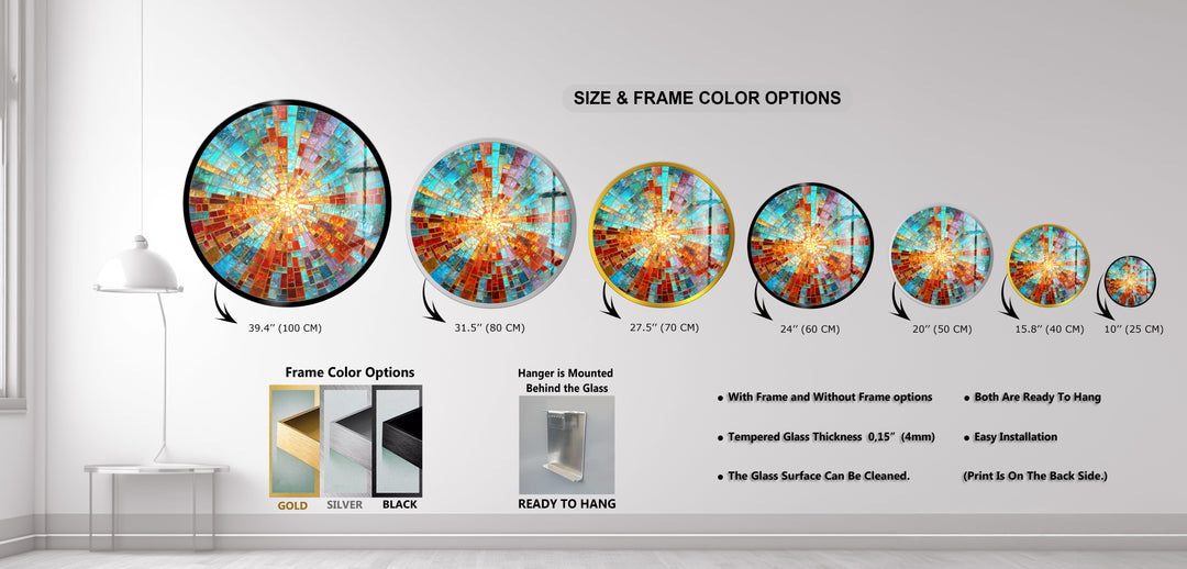 Solar Spectrum Burst – Round Glass Wall Art