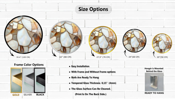 Golden Earth Tones Mosaic Round Glass Wall Art - MyPhotoStation