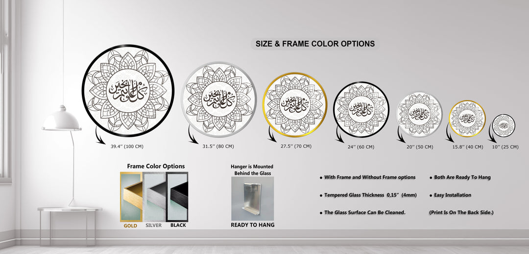 Sacred Blessings Mandala – Round Glass Wall Art
