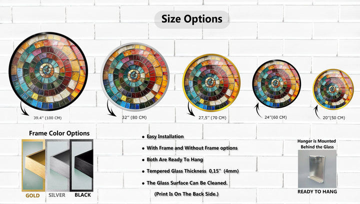 Color Wheel Mosaic Round Glass Wall Art - MyPhotoStation