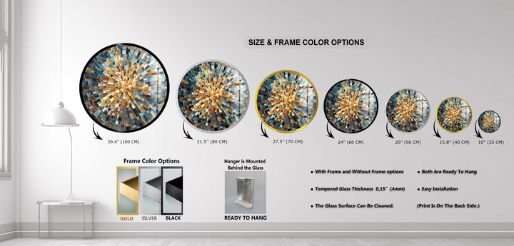 Radiant Skyline Mosaic – Round Glass Wall Art