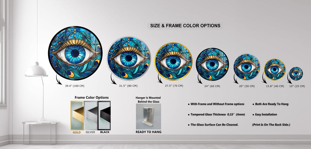 Mystic Eye Radiance – Round Glass Wall Art