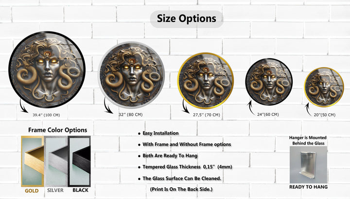 Medusa Gaze – Mythological Round Glass Wall Art - MyPhotoStation