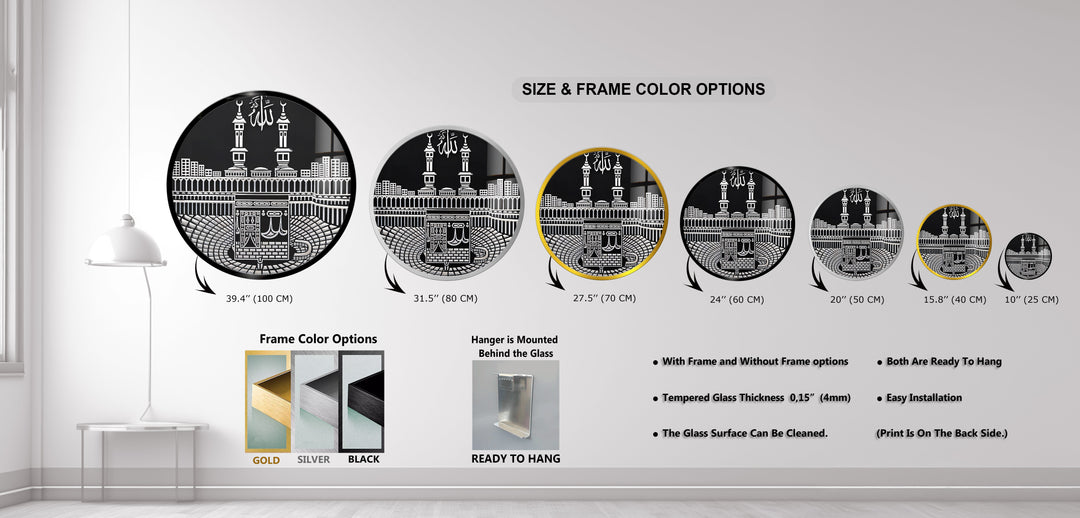 Sacred Kaaba Illustration – Mecca Round Glass Wall Art