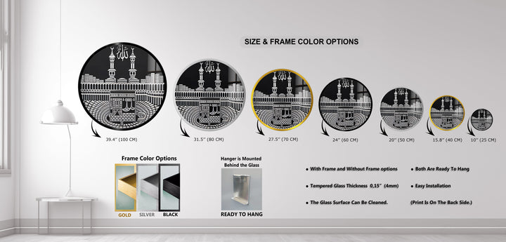 Sacred Kaaba Illustration – Mecca Round Glass Wall Art