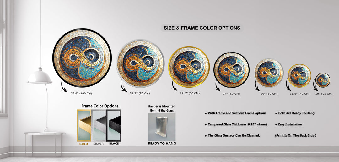 Infinite Balance – Mosaic Mandala Design Round Glass Wall Art