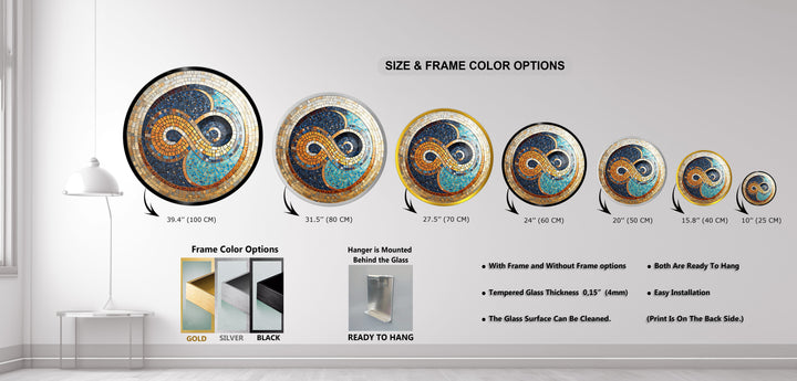 Infinite Balance – Mosaic Mandala Design Round Glass Wall Art