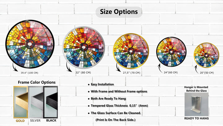 Radiant Sunburst Mosaic Round Glass Wall Art - MyPhotoStation