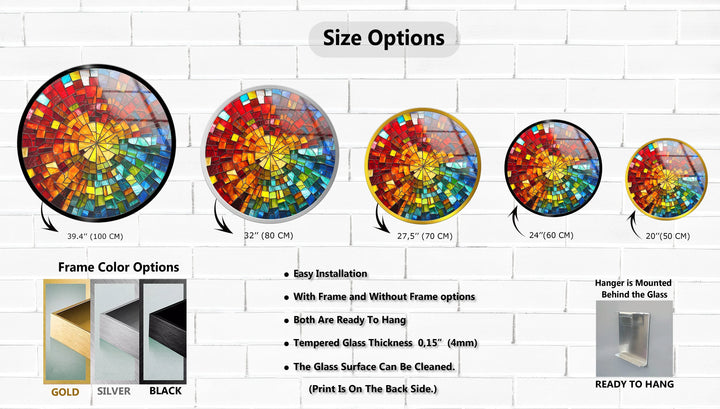 Sunburst Spectrum Mosaic Round Glass Wall Art - MyPhotoStation