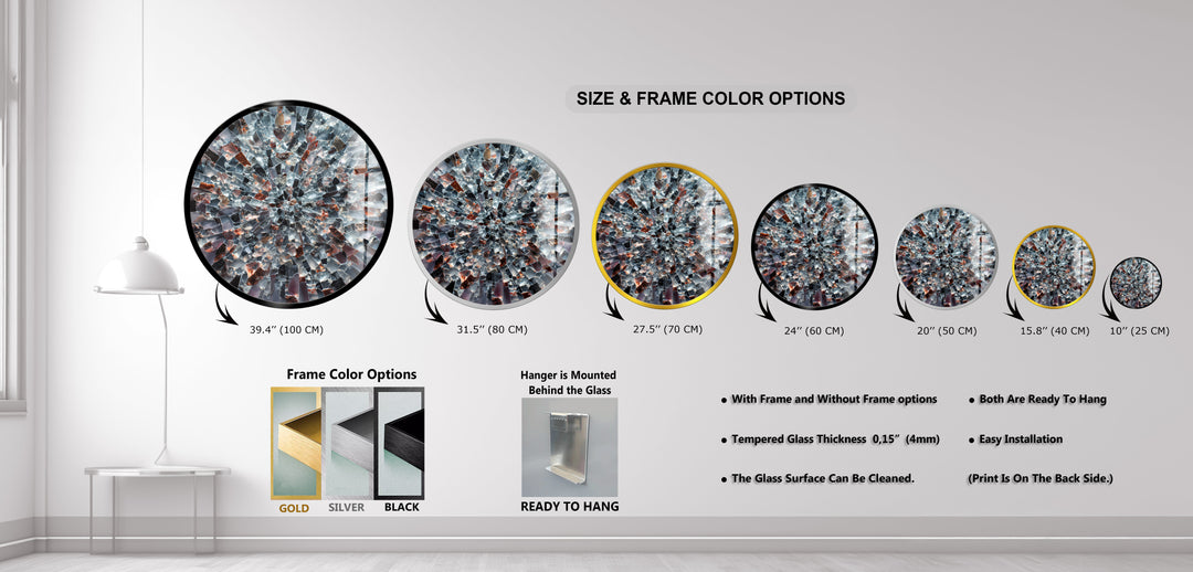 Obsidian Starburst – Round Glass Wall Art