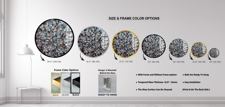 Obsidian Starburst – Round Glass Wall Art