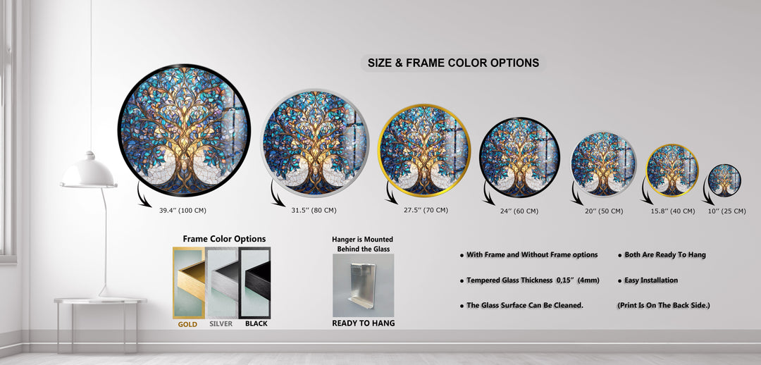 Celestial Tranquility Tree – Round Glass Wall Art