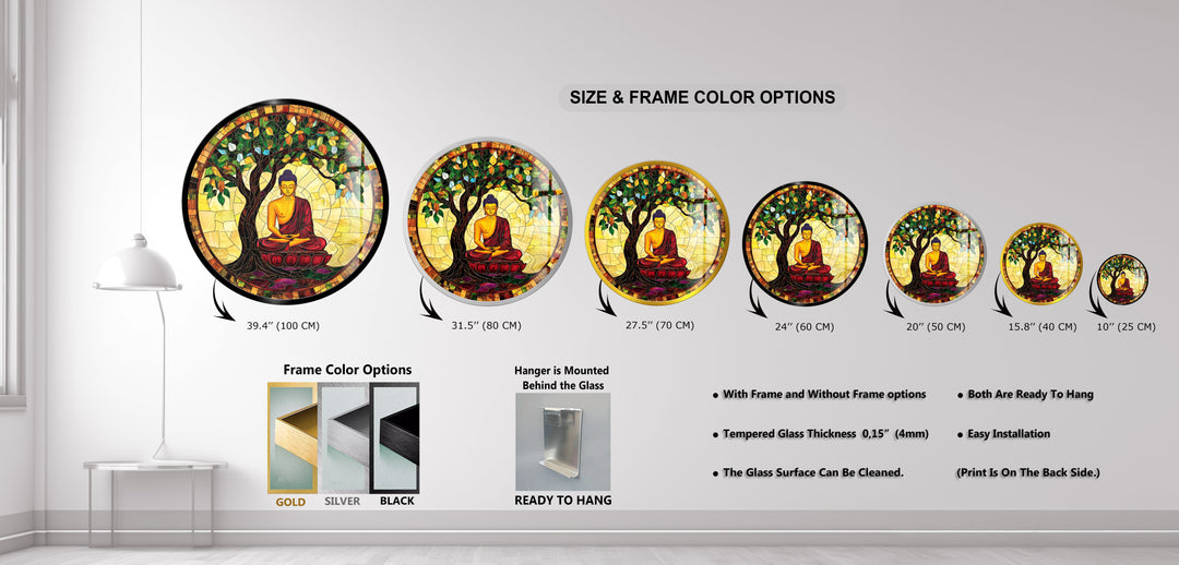 Enlightenment Under the Bodhi Tree – Round Glass Wall Art