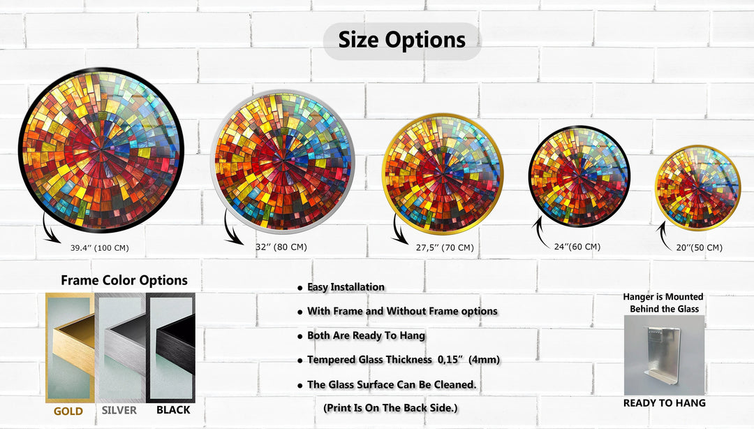Spectrum Radiance Mosaic Round Glass Wall Art - MyPhotoStation