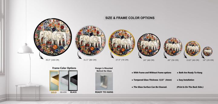 Floral Companions – Round Glass Wall Art
