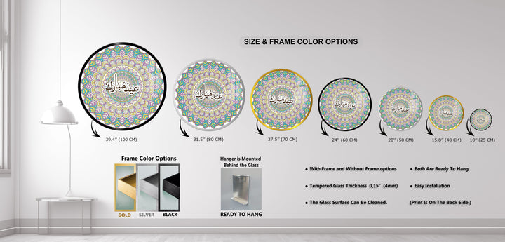 Eid Mubarak Mandala – Round Glass Wall Art