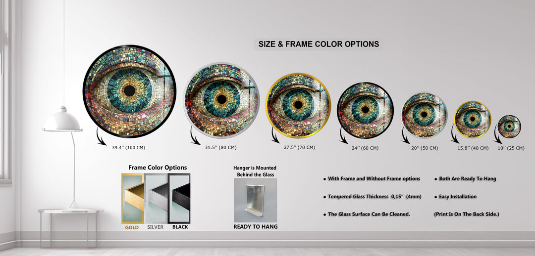 Multicolor Mosaic Pattern – Round Glass Wall Art