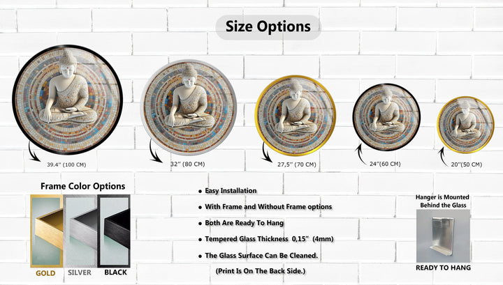 Mosaic Serenity Buddha – Round Glass Wall Art - MyPhotoStation